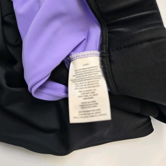 Free Country Swim Skirt Bottoms Bikini Under Black‎ W/ Purple Size Large 12/14 - Picture 7 of 7